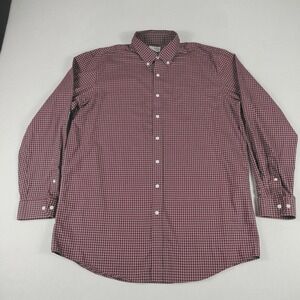 LL Bean Shirt Mens Large Tall Red White Plaid Button Down Casual Traditional Fit